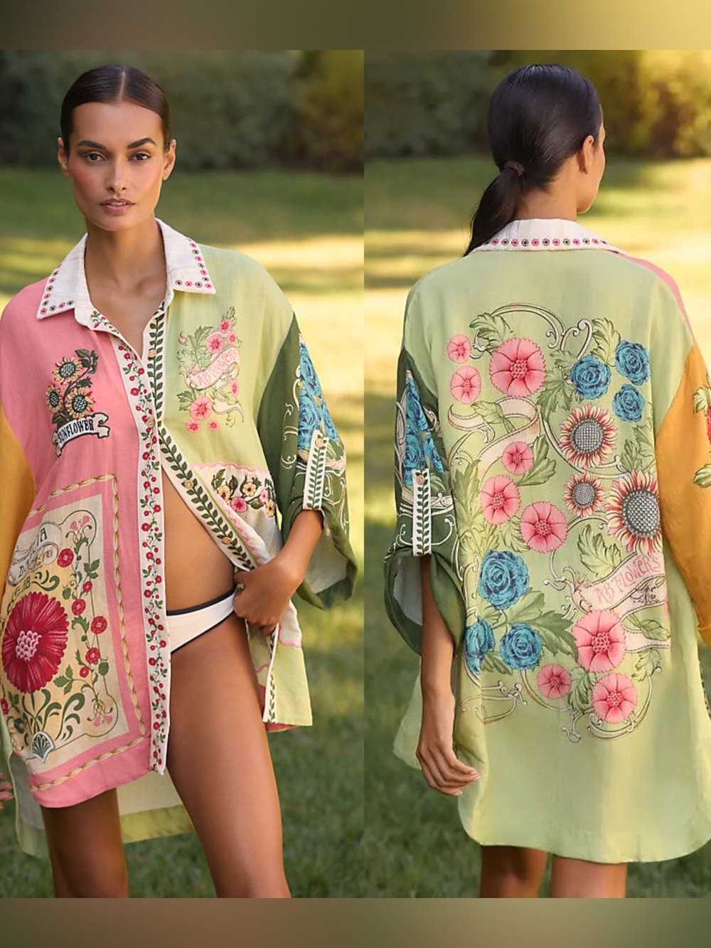 New Agua Bendita Harvest Chrissy Cover Up Tunic Shirt Top Small